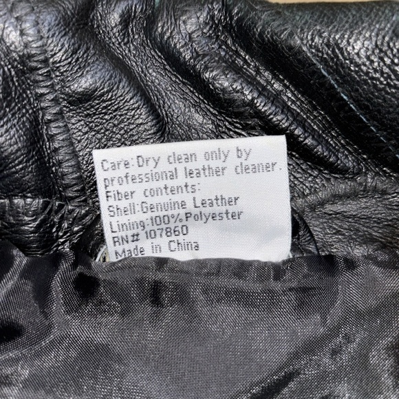 Vintage 90's Flight Path Black Leather Jacket Moto Biker Patchwork Size M - Picture 11 of 12